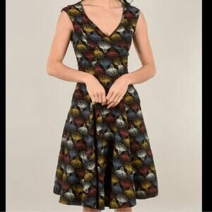 Effie's Heart Ready Coneflower Print Sleeveless V-Neck Faux Wrap Dress Size XS